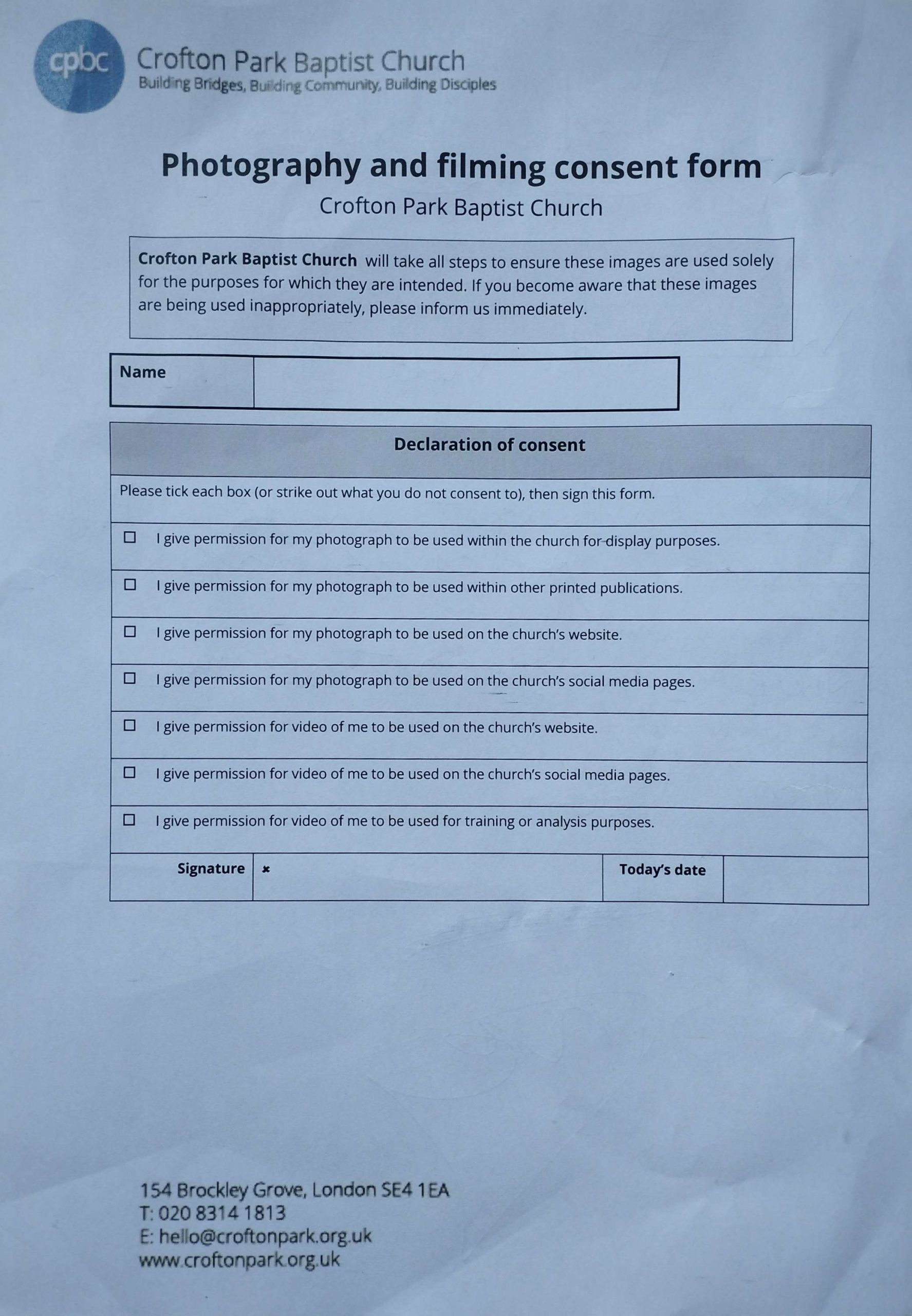 Update Your Gift Aid and Photo Consent Forms
